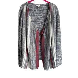 J.JILL‎ Blue, White and Red Marbled Long Sleeve Open Ladies Cardigan, L